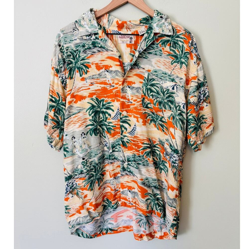 Vintage American Eagle Hula Hawaiian Shirt Small